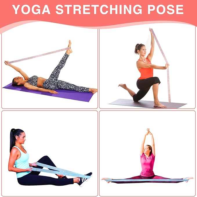 Elastic Yoga Stretching Strap with Loops, CEILIWEN Stretch Straps For Physical Therapy, Pilates Stretch Band, Elastic Exercise Bands, Leg Stretching Strap, Stretch Resistance Bands For Exercise - Bloomnest