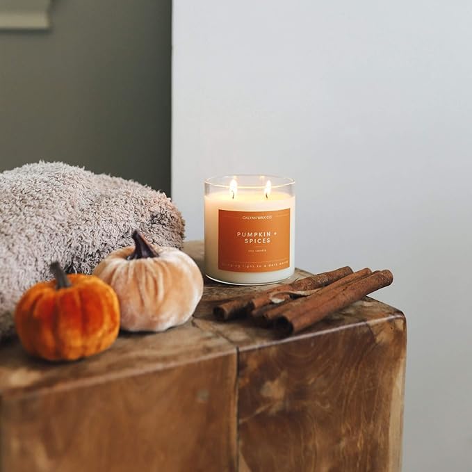 Calyan Wax Co. 2 Wick Candle, Pumpkin + Spices Scented Candle, 37 Hour Burn Time, Aromatherapy Soy Candles, Non Toxic & Vegan Soy Wax, Glass Tumbler Scented Candles, 12.5oz - Bloomnest