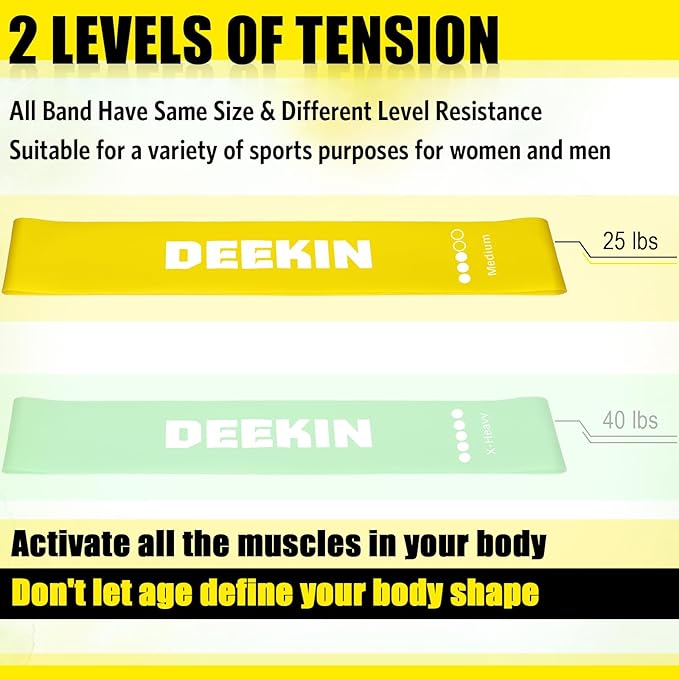 Deekin 20 Pcs Resistance Bands Resistance Loop Exercise Bands Exercise Equipment Elastic Drap Ring for Women and Men Home Fitness, Gym, Yoga - Bloomnest