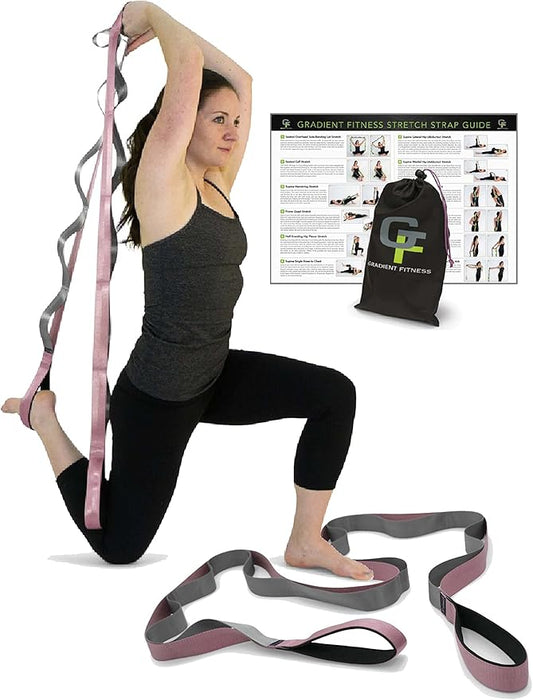 Gradient Fitness Stretching Strap for Physical Therapy, 12 Multi-Loop Stretch Strap 1.5" W x 8' L, Neoprene Handles, Physical Therapy Equipment, Yoga Straps for Stretching, Leg Stretcher. - Bloomnest