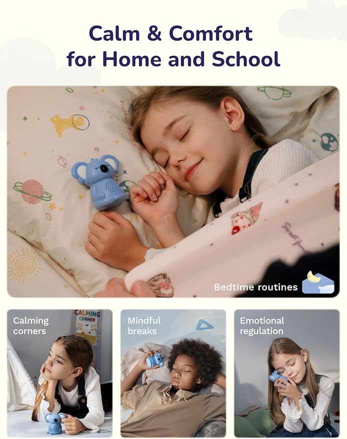 Calming Pal Koala Portable Sound Machine Baby, 5 Guided Mindfulness Rechargeable Sound Machine for Sleep Adults/Kids, 8 Soothing Sounds Mini Portable Sound Machine for Travel/Home/School - Bloomnest