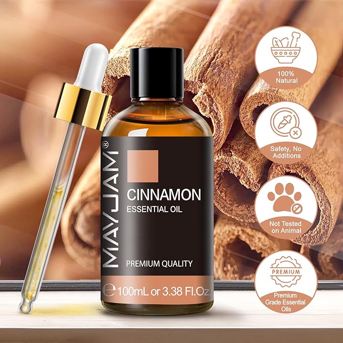 MAYJAM Cinnamon Essential Oil - Huge 3.38 Fl.oz - Premium Grade Essential Oils for Diffusers and Aromatherapy - Cinnamon Oil for Indoor and Outdoor - Bloomnest