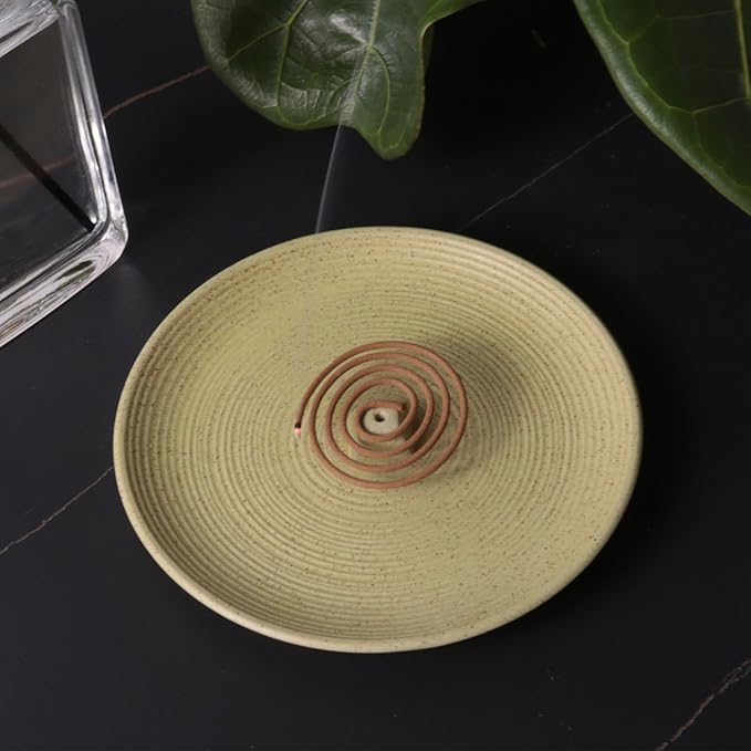 Insence-Stick Holder Ceramic Incense Holder for Sticks Simple Style Incense Burner Insence Tray for Set for Office Yoga Livingroom and Outdoors (Yellow) - Bloomnest