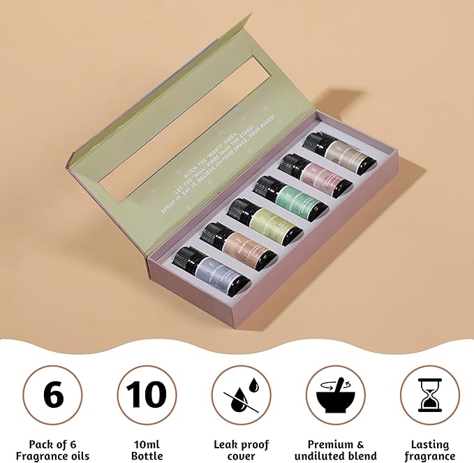 Folkulture Essential Oils for Diffuser for Home | Set of 6 Essential Oil Set | Essential Oil for Candle Making | Essential Oils for Soap Making - Frankincense, Lavender Oils for Relaxation - Bloomnest