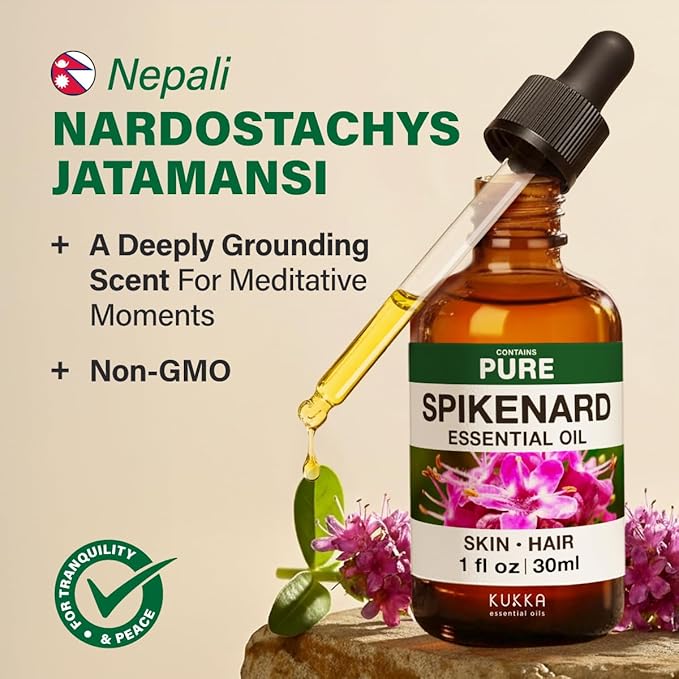 KUKKA Spikenard Essential Oils - 1 Fl Oz - for Hair, Skin, Diffuser, Aromatherapy & DIY Soap Making Scent - Bloomnest