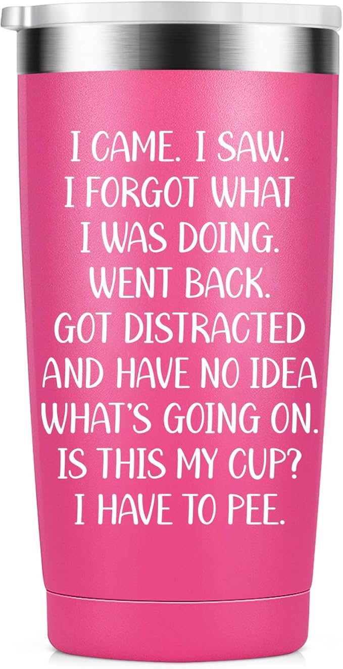 Fun Birthday Gifts for Women - I Came I Saw Coffee Mug Drinking Cups for Elderly Senior Citizen - 40, 50, 60, 70 Year Old Gag Gift for Female Her, 20oz Stainless Steel Insulated Tumbler - Bloomnest