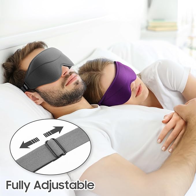 Sleep Mask - Total Blackout 3D Sleeping Mask, Super Lightweight & Silky Soft Eye Mask for Sleeping, Fully Adjustable Fit for Home, Office, Traveling, Meditation, Yoga, Gray - Bloomnest