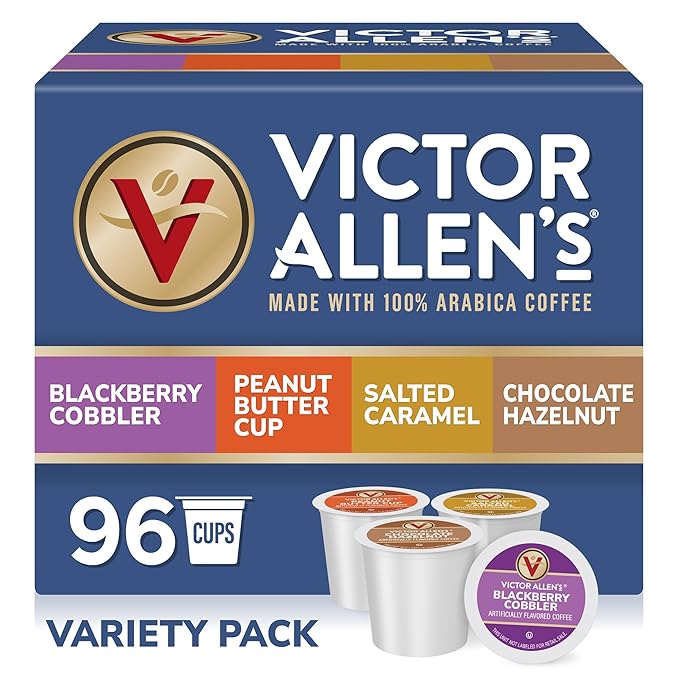 Victor Allen's Coffee Sweet and Salty Flavored Coffee Variety Pack 96 Count, Single Serve Coffee Pods for Keurig K-Cup Brewers - Bloomnest