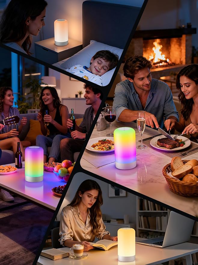 RGBICWW Smart Table Lamp, Touch Bedside Table Lamp with App Control, LED Desk Lamp with Music Sync, 30+ Scenes & 16M Colors, Color Changing Lamp for Bedroom Living Room Dimmable Night Light, White - Bloomnest