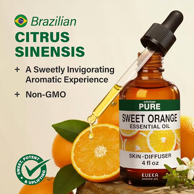 KUKKA Orange Essential Oils - 4 Fl Oz - for Hair, Skin, Diffuser, Aromatherapy & DIY Soap Making Scent - Bloomnest
