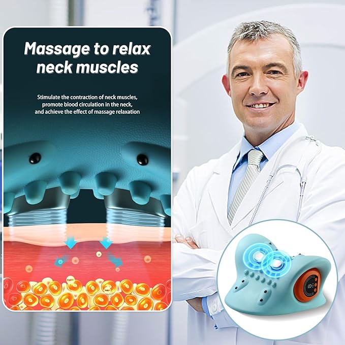 Neck Massager, Masajeador de Cuello, 3 Modes Electric Neck and Shoulder Relaxer Pillow, with Heat 26° Angle Cervical Traction Device for Pain Relief Deep Tissue - Bloomnest