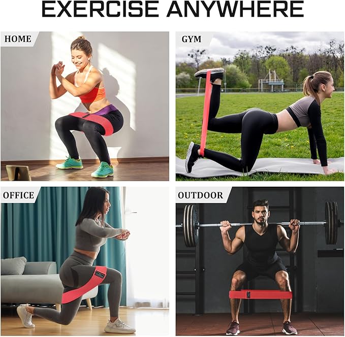 12 Pcs Fabric Resistance Bands for Working Out Booty Workout Stretch Exercise Bands Non Slip for Legs Squat Resistance Loop for Women Men Starter Butt Hip Thigh Fitness - Bloomnest
