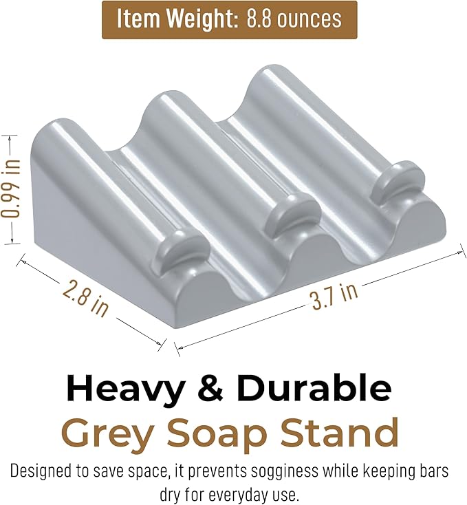 DOXOLOGY Gray Marble Soap Dish Bathroom Organizer - Resin Soap Dish with Rectangular Design 3.7" L x 2.8" W - Self Draining Soap Dishes Keeps Countertop Neat - Marble Look Soap Tray for Sink - Bloomnest