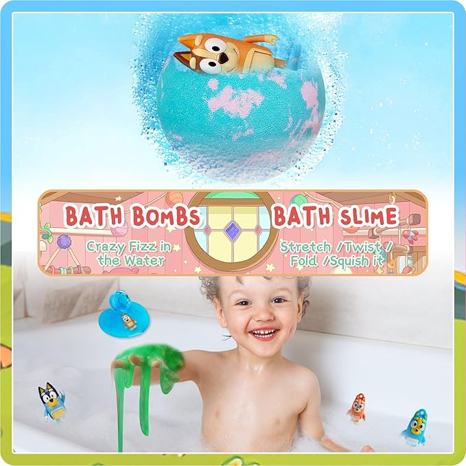Birthday Gifts Set for Kids: Bath Bombs with Surprise Toy Inside, Bath Slime, Fidget Squishy Toys, Pop Fidget Toys, Silicone Coin Purse, Slap Bracelets, Pencil Sharpener, Relaxing Gift Set for Kids - Bloomnest