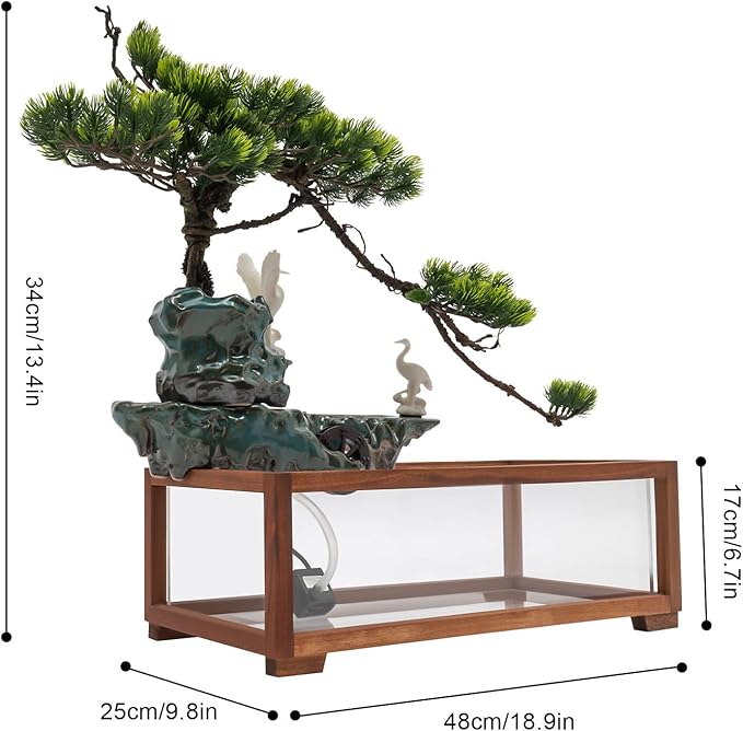 Tabletop Water Fountain, Indoor Waterfall with Mist Maker and Water Wheel for Home Office Decor for Good Luck Wealth - Bloomnest