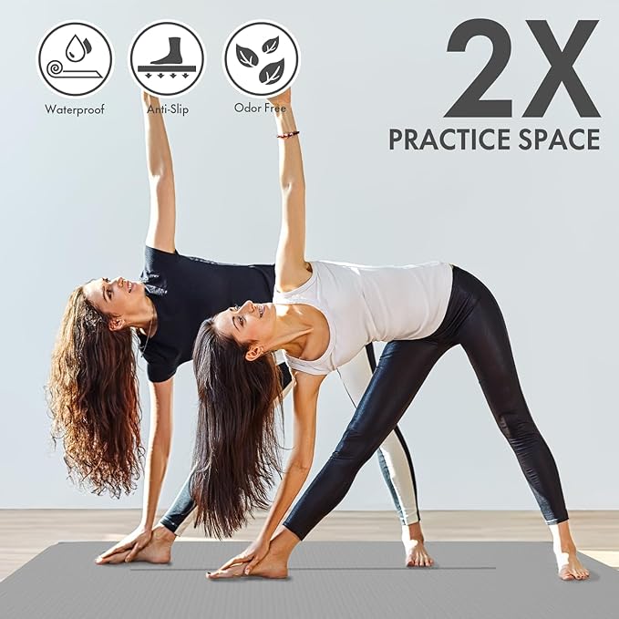 FrenzyBird Large Yoga Mat 6'x 4'（72”x 48”）—1/4" &1/3" Extra Wide Exercise Mat 183cm x 122cm Large Exercise Mat Big Home Yoga Mat Pilates Mat,Non Slip,Thick,TPE Workout Mat,for Women & Men, Yoga, Pilates, Gym and Floor Workouts Pilates - Bloomnest