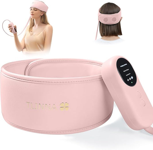 Head Massager,Scalp Massager,Relief Headaches,Fatigue,Stress,Sleep aid,Hangover with Airbag Kneading,Constant Temperature Hot Compress for Head (Pink) TLINNA