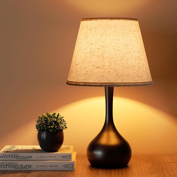 ONEWISH Touch Bedside Lamp for Bedroom, 3-Way Dimmable Farmhouse Table Lamps for Nightstand with Fabric Shade, Desk Lamp for Kids Reading, Home Office - Bloomnest