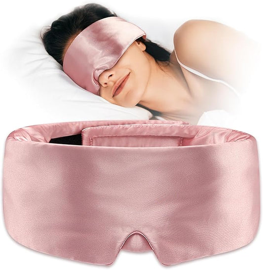 Umisleep Soft Sleep Mask, Blackout Eye Mask for Side Sleepers, Women Men Sleeping Mask, Anti-Wrinkle & Softer Than Real Mulberry Silk Eye Cover, Satin Blindfold with Adjustable Band, Pink - Bloomnest