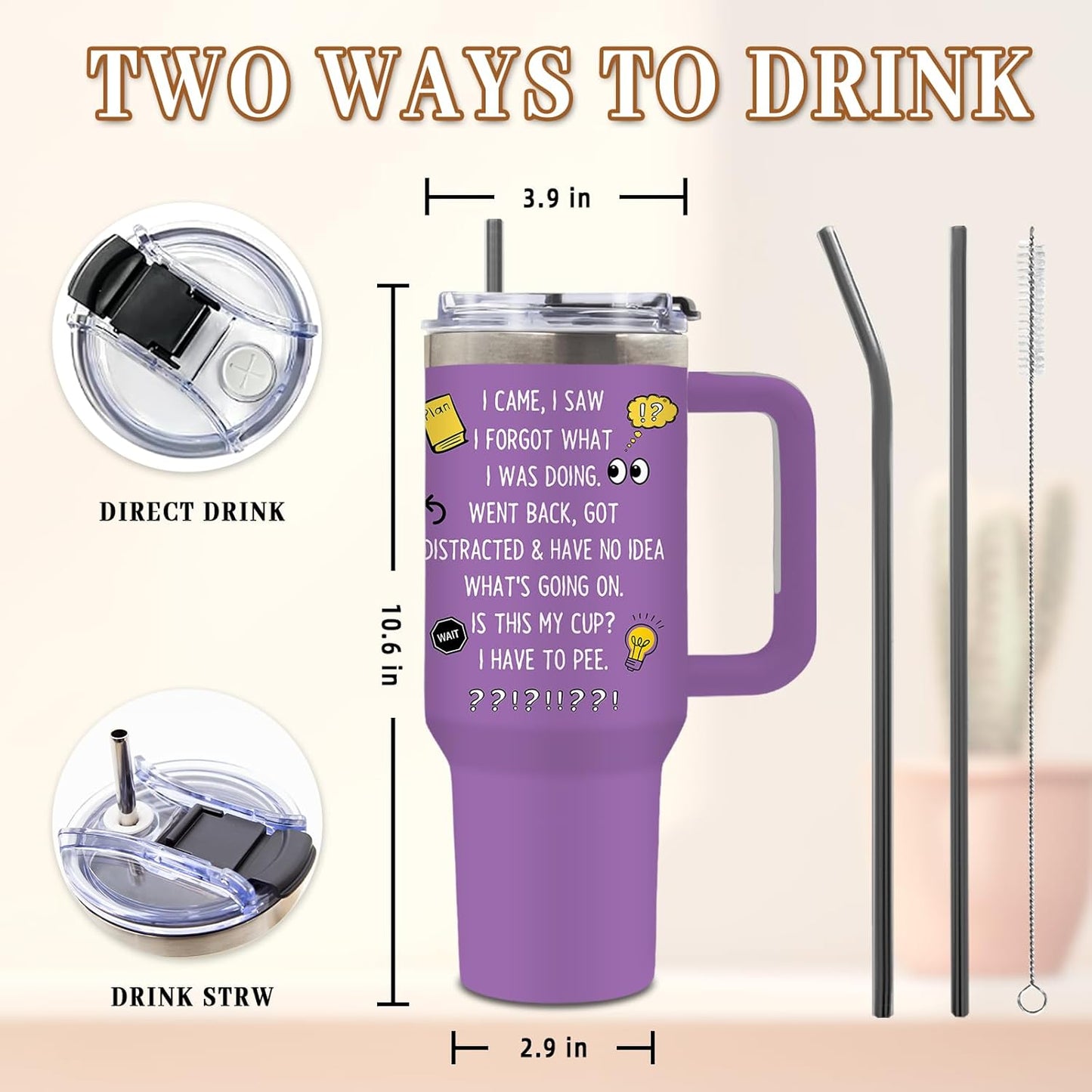 DUUV Birthday Gifts for Women Men, I Came I Saw I Forgot Tumbler 40 Oz, Gag Gifts for Grandma Grandpa Mom Dad Elderly Senior Citizen Old People, Gift for Retirement Birthday Christmas, 1PCS