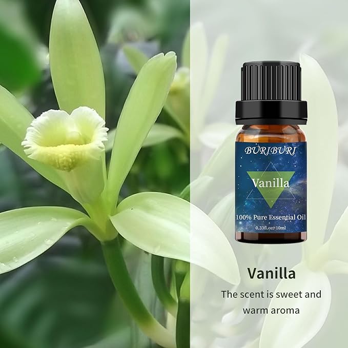 BURIBURI Lavender Essential Oil and Vanilla Oil Essential Oil Set, 100% Pure, Undiluted, Natural Essential Oils Mother's Day Gift Set for Diffuser, Massage (Lavender+Vanilla) BURIBURI