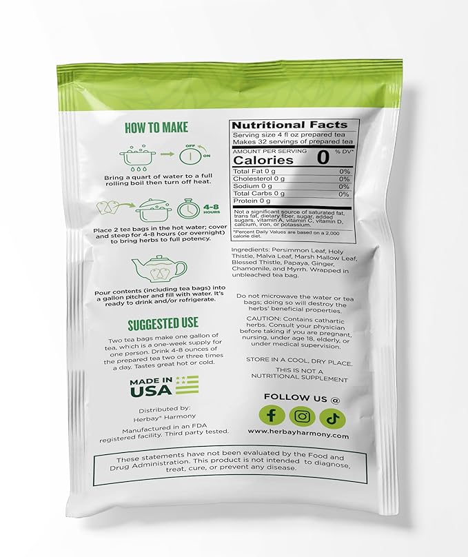 Herbay Harmony Organic Detox Tea – Caffeine-Free Herbal Cleanse for Bloating Relief, Digestive Tea & Natural Body Detox, Organic Herbal Blend with Ginger, Chamomile & Papaya - 24 Pack (24 Week Balance Pack) - Bloomnest