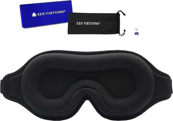 Complete Light Blocking 3D Sleep Mask – Blackout Eye Mask for Sleeping, Lash Extensions & Side Sleepers – Pressure-Free Comfort with Adjustable Strap, Travel Bag & Earplugs - Bloomnest