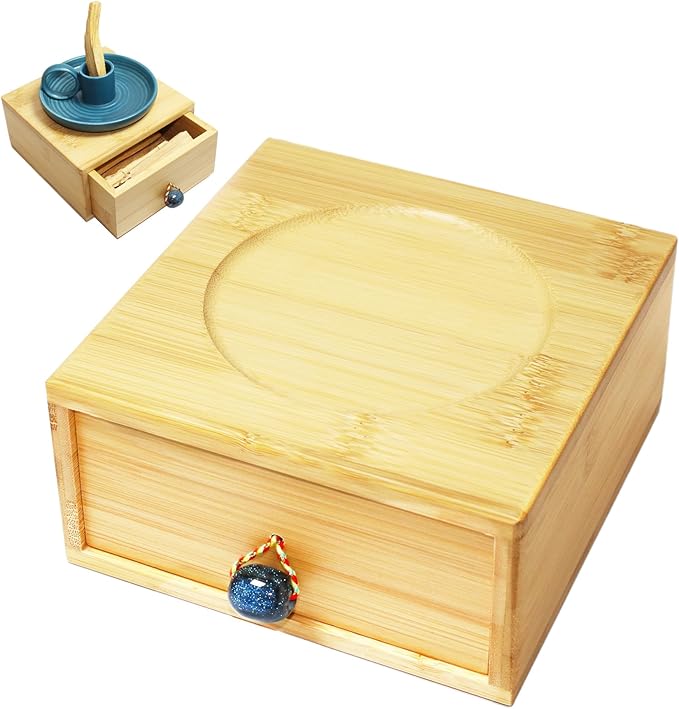 DIKOO Wooden Box for Store Palo Santo Incense Sticks, Storage Drawer Box for Store Smudging Sticks, Incense Cones, Sage Bundles (Bamboo, 6inch and 6inch) - Bloomnest