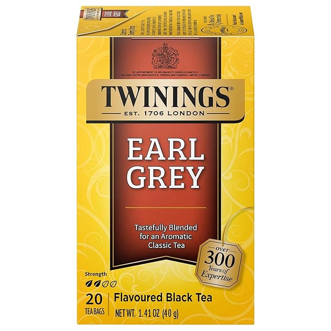 Twinings Earl Grey Black Tea Individually Wrapped Bags, 20 Count (Pack of 1), Flavoured with Citrus and Bergamot, Caffeinated, Enjoy Hot or Iced, 20 Teabags - Bloomnest