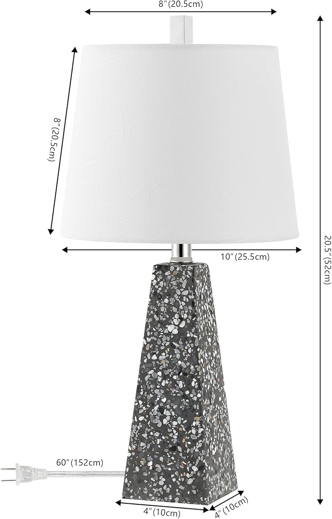 JONATHAN Y JYL1037C-SET2 Owen 20.5" Resin LED Table Lamp Contemporary, Office, Living Room, Family Room, Dining Room, Bedroom, Hallway, Foyer, Dark Gray Terrazzo (Set of 2) - Bloomnest