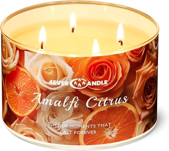 Amalfi Citrus Scented Candles, 18oz Soy Candles Non Toxic 4-Wick Large Candle Jars, Over 50 Hours of Burning Time, Ideal for Gifting, Events, Home Decor - Bloomnest