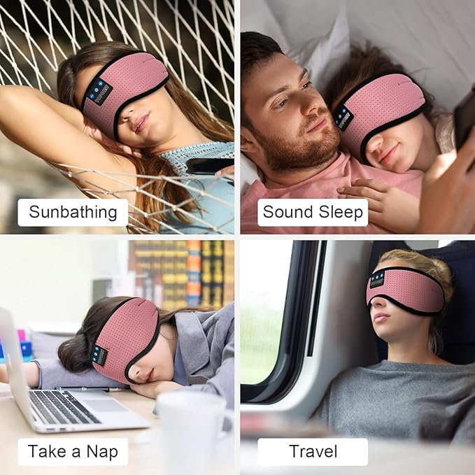 TOPOINT Sleep Mask with Bluetooth Headphones, Breathable Silk Eye Mask for Sleeping Men Women, Bluetooth Sleep Mask Blackout with Speakers, Microphone Handsfree, USB C for Travel Meditation Gifts - Bloomnest