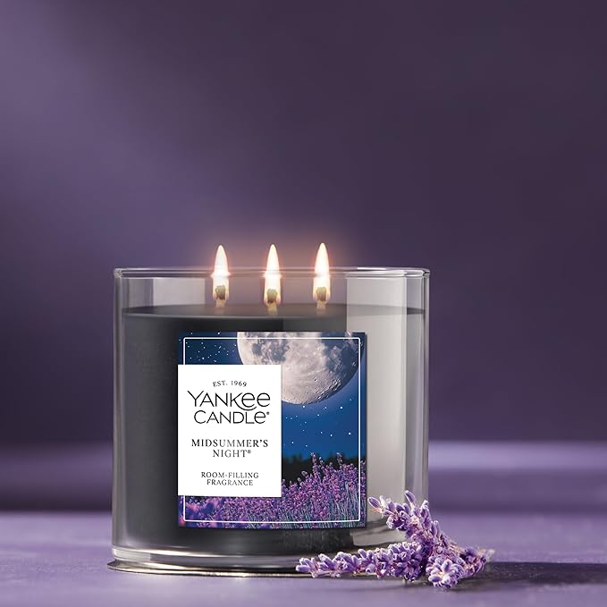 Yankee Candle Mid Summer's Night, Scented Candle, 14.5oz 3-Wick Candle Jar with up to 40 Hours Burn Time, Giftable - Bloomnest