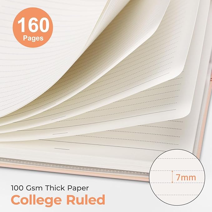 AHGXG Spiral Journal Notebook, 160 Lined Pages, A5 Medium Size (5.7'' x 8.3''), for Men & Women, Journaling, Writing, Work & Office, Hardcover, 100 GSM Thick Paper (Pink) - Bloomnest