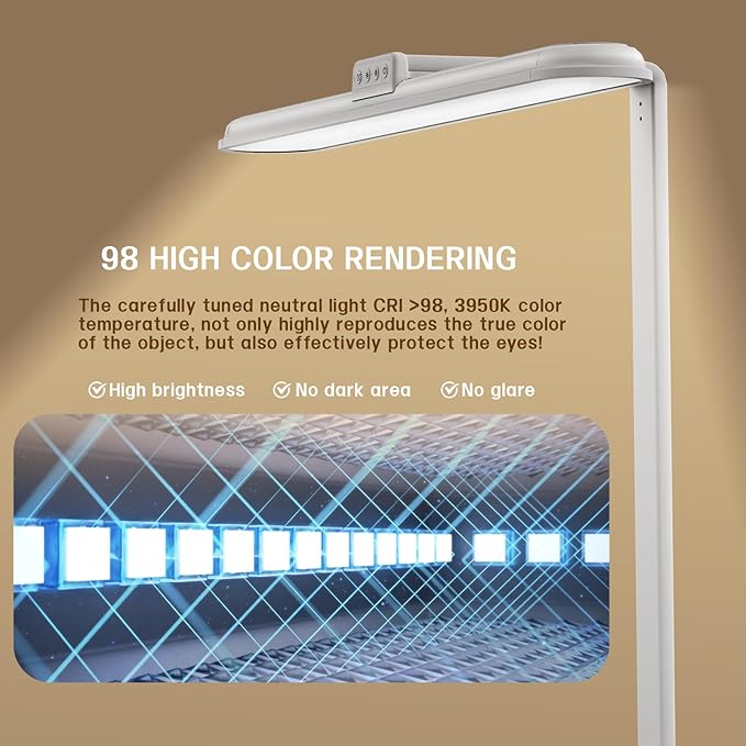 LED Desk Lamp for Home Office, Double Head Desk Lamp,24W Dimmable Desk Light 5 Color 5 Brightness Levels Office Lamp, Adjustable Gooseneck Office Light Eye Protection (White-Large Desk lamp) - Bloomnest