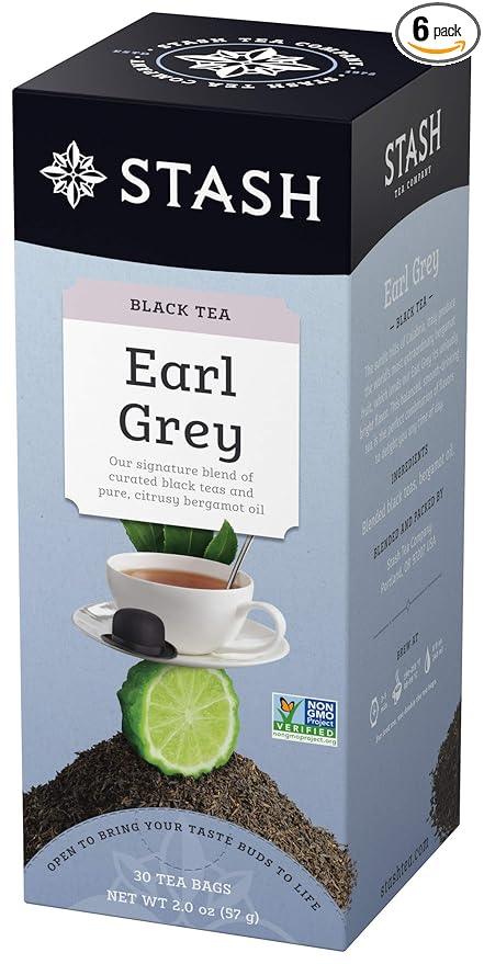 Stash Tea Earl Grey Black Tea, 6 Boxes of 30 Tea Bags Each (180 Tea Bags Total) - Bloomnest