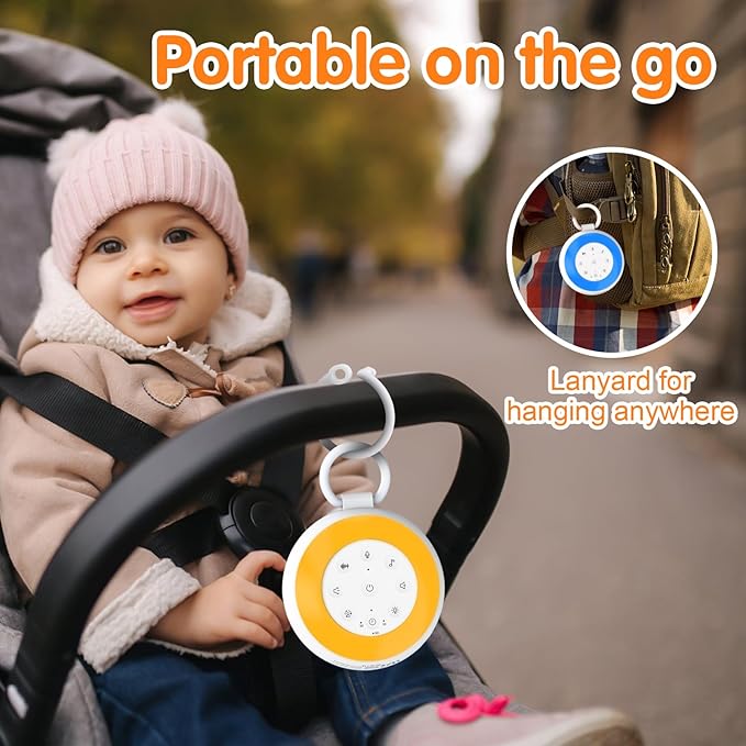 Portable White Noise Sound Machine for Baby, Kids, Adults Sleep - 24 Soothing Natural Sounds, 7 Color Night Light, Portable Wireless Bluetooth Speaker for Home, Travel, Nursery, Office - Bloomnest