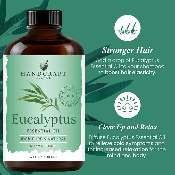 Handcraft Blends Eucalyptus Essential Oil – Huge 4 Fl Oz – 100% Pure and Natural – Premium Grade Essential Oil for Diffuser and Aromatherapy, Skin, Massage, Candle and Soap Making Fragrance - Bloomnest