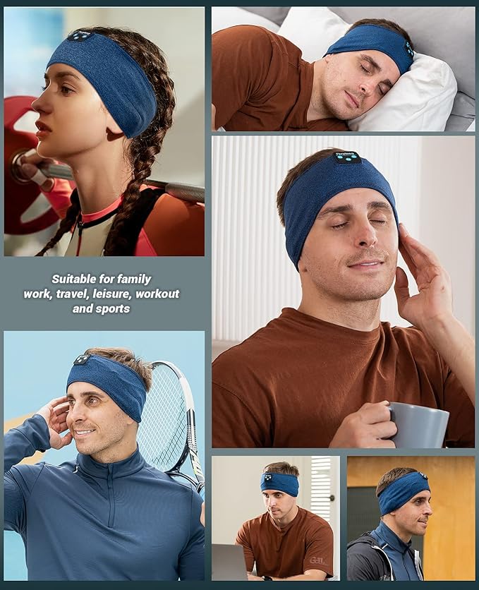 Perytong Sleep Bluetooth Headphones Headband, Sleep Headphones for Side Sleepers, Comfortable Sleeping Headband with Thin Wireless Earphones Microphone Handsfree Ideas for Women Men, PES01 - Bloomnest