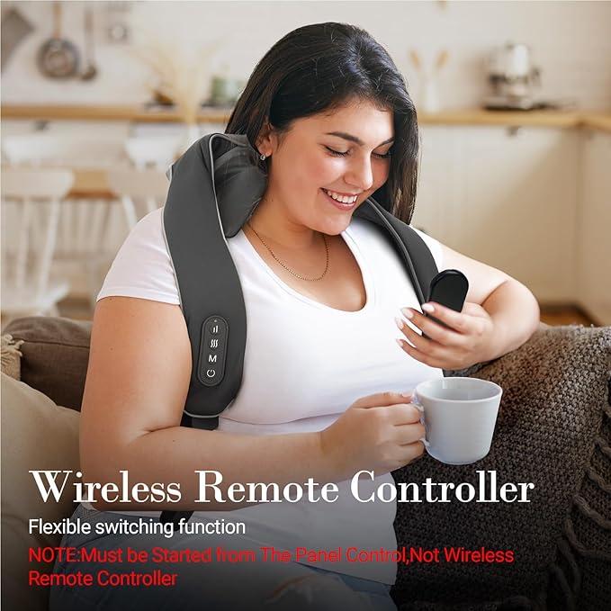 Shiatsu Neck Massager with Heat - [2025 Upgraded] FSA Eligible, Cordless Neck Massager for Pain Relief with Wireless Controller,Massage for Back Shoulder Traps,Ideal Gifts for Women,Men - Bloomnest