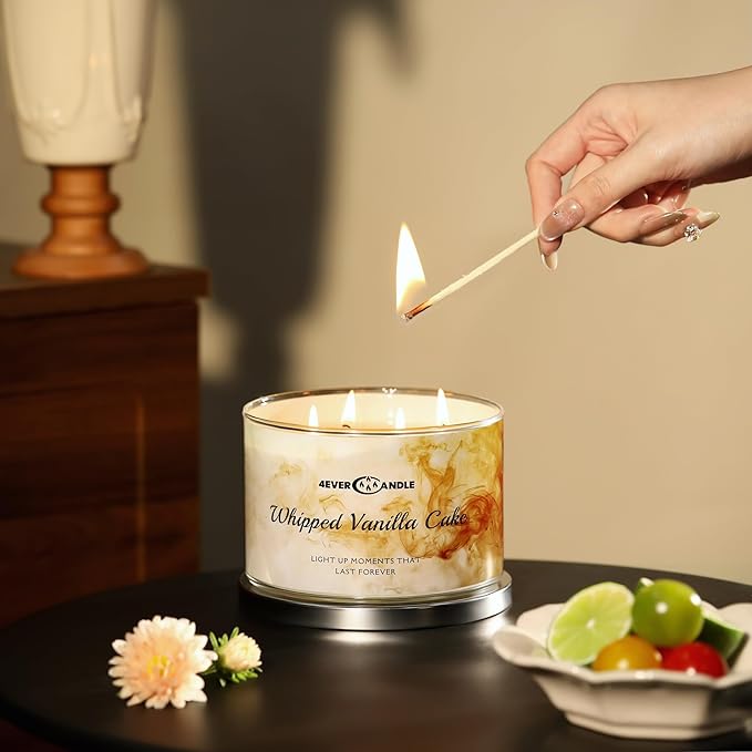 Whipped Vanilla Cake Scented Candles, 18oz Soy Candles Non Toxic 4-Wick Large Candle Jars, Over 50 Hours of Burning Time, Ideal for Gifting, Events, Home Decor - Bloomnest