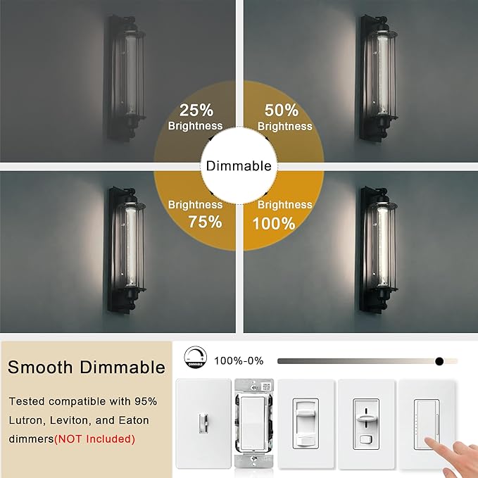 11.8IN 1000LM 5000K Daylight White Light Bulbs E26 Base, T10 T9 Edison Bulbs Dimmable 8W, AC 120V 100 Watt Equal Filament Bulb, Vintage Clear Glass Long Tubular LED Bulb, UL Listed - 2Pack - Bloomnest