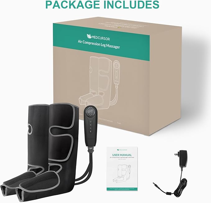 Medcursor Air Compression Leg Massager, Calf and Foot Massager for Circulation and Swelling Relief, Adjustable Massage Boots for Home Office Use - 3 Modes, 3 Intensities, 2 Timers, No Heat - Bloomnest