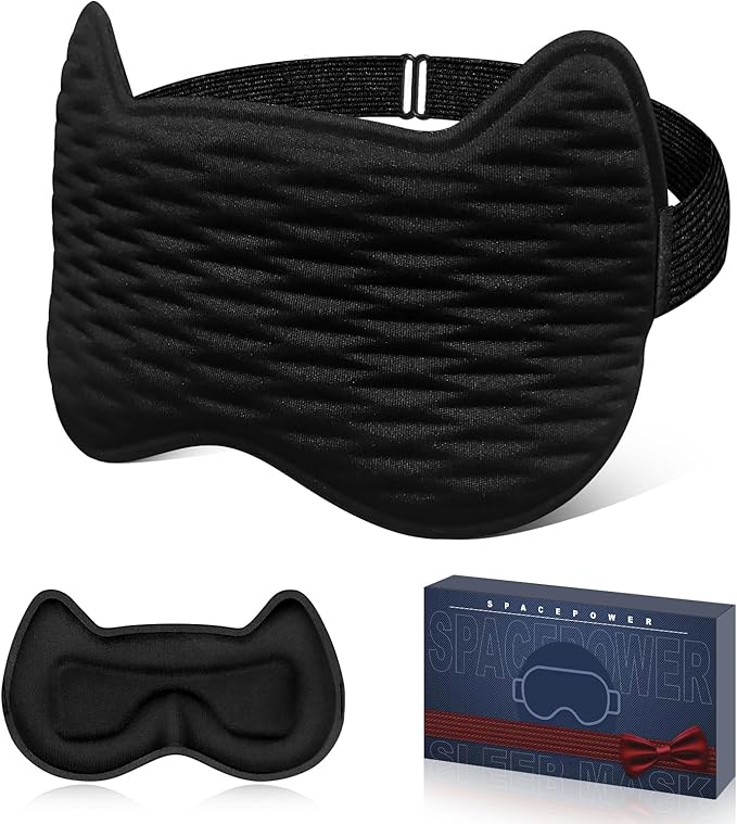 Sleep Eye Mask for Women Men, 100% Blackout 3D Contoured Cup Sleeping Mask with Adjustable Strap, Soft Breathable Memory Foam Blindfold, No Eye Pressure Eye Cover Eyeshade for Night Sleep(Black) - Bloomnest