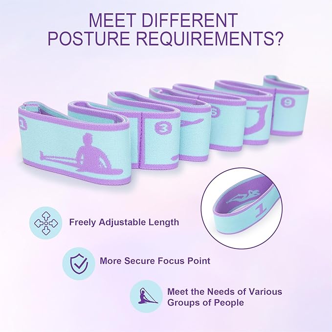 Yoga Straps for Stretching Strap Elastic for Physical Therapy Dance Yoga Pilates Gymnastics Exercise Flexible Pilates Stretch Band for Women Men - Bloomnest