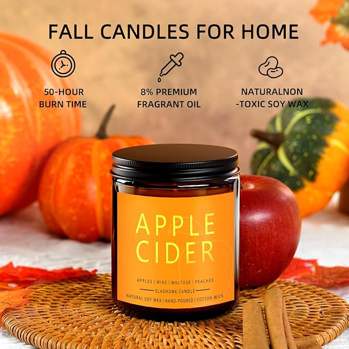 Fall Candles, Scented Soy Candles Set - 7Oz * 6 Pack, Holiday/Birthday/Christmas Gifts for Women & Men, Autumn Scents of Hello Fall/Spice Pumpkin/Apple Cider/Hot CocoaCinnamon & Cedar/Maple Latte - Bloomnest