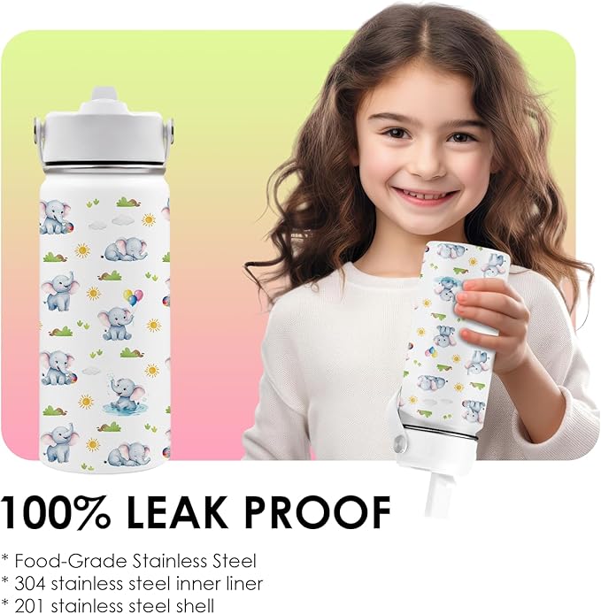 Elephant Tumbler 16 oz Elephant Gifts For Women Water Bottle with Straw Lid, Stainless Steel Insulated, Leak Proof, BPA - Free, Cute Elephants Coffee Mug for Birthday, Christmas, Travel (1pc) - Bloomnest