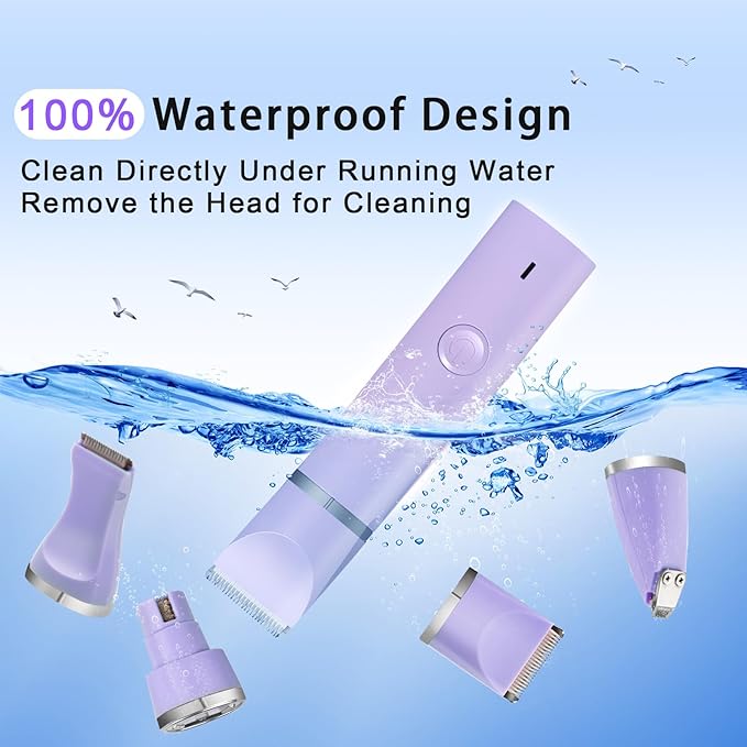 Dog Grooming Clippers Kit-Electric Rechargeable Cat Trimmer Tools-Cordless Quiet Pet Nail Paw Grinder-4 in 1 Multifunctional Low Noise Shaver-Razor for feet Face Ears Toenail Eye - Bloomnest