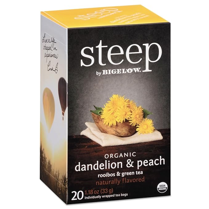 Bigelow 17715 Steep Tea, Dandelion & Peach, 1.18 Oz Tea Bag, 20/box - Bloomnest