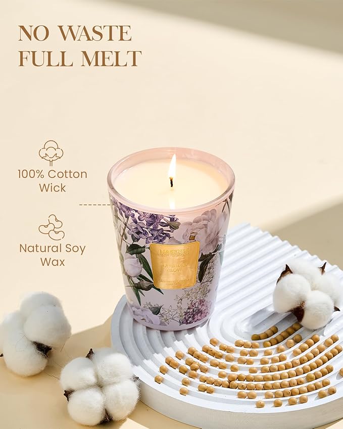 M&SENSE Lavender Glow Scented Natural Soy Wax Candle, 14.1oz 60 Hours Long Lasting Slow Burning Candles for Home Decor, Aromatherapy Candle for Stress Relief - Bloomnest